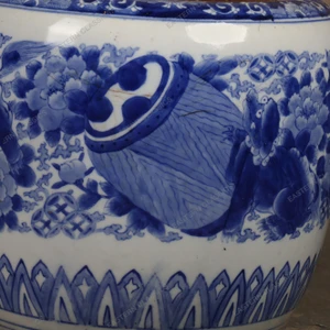 Antique Japanese Blue and White Porcelain Hibachi, Meiji Period, circa 1868-1911 | SKU: 24N-203-10 - 2