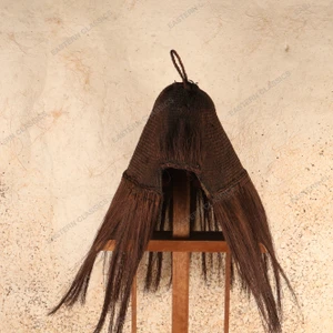 Antique Japanese Mino Rain Hood with Tightly Coiled Dome Crown and Long Cascading Fringe, Meiji Period, 1868-1911 - 1