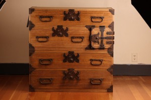 Antique Japanese Kasane Isho Kimono Tansu 2 Section (22M-B30)