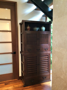 Japanese Style Mizuya Kitchen Chest Custom-Order Reference in Ash with Espresso Finish - 1