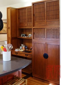 Japanese Style Mizuya Kitchen Chest Custom-Order Reference in Ash Wood with Teak Finish - 1