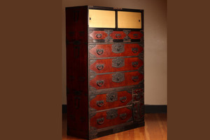 Vintage Japanese Lacquer Sado Isho Tansu 3 Section (22S-B11)