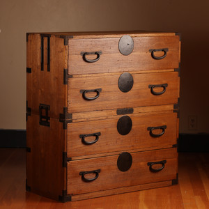 Antique Japanese Kasane Isho Kimono Tansu 2 Section (22S-B16)