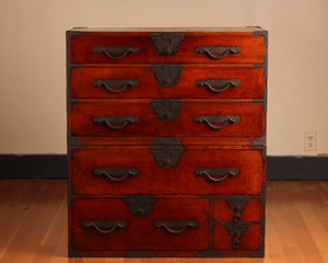 Antique Japanese Mikuni  Kasane Isho Tansu 2 Section (22S-B18)