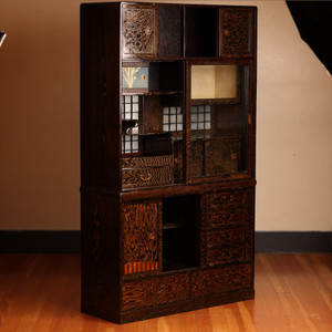 Vintage Japanese Cha Tansu Tea Chest 2 Section (22S-C4)