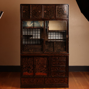 Vintage Japanese Cha Tansu Tea Chest 2 Section (22S-C4)