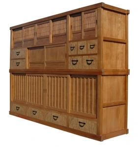 Japanese Style Mizuya Kitchen Chest Custom-Order Reference in Elm Wood - 1