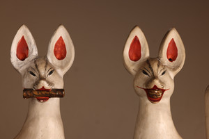 Antique Japanese  Shinto Inari Fox A Pair (22S-29)