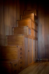 Japanese Kaidan Step Chest Custom-Order Reference in Elm Wood - 2