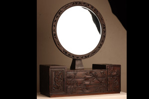 Vintage Japanese Vanity Mirror  Karuizawa Carving (22S-83)