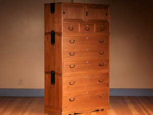 Vintage Japanese Kiri Kimono Isho Tansu 3 Section (23F-A39)