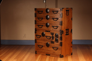 Antique Japanese Kasane Isho Tansu 2 Section (23F-B3)