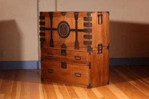 Antique Japanese Kannon Biraki Tansu 2 Section (23F-B1) with a hidden compartment