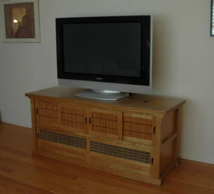 Japanese Style Media Chest Custom-Order Reference in Natural Elm Wood - 2