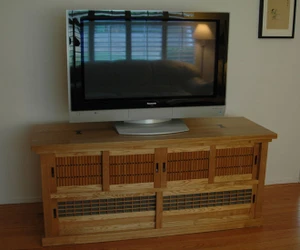 Japanese Style Media Chest Custom-Order Reference in Natural Elm Wood - 1
