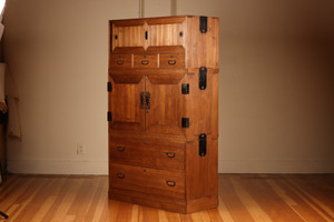 Vintage Japanese Kimono Isho Tansu 3 Section (23M-A111)