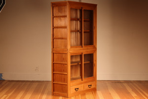 Vintage Japanese Glass Display Tansu 2 Section (23M-E107)