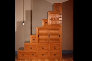 Antique Japanese Kaidan Tanu / Step Chest With Hinoki Suginoki From Meiji (23F-E14) - 1