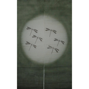 Japanese Noren Curtain — Linen with Dragonflies on Green (SKU: AA129G) - 1 Japanese Noren Curtain — Linen with Dragonflies on Green (SKU: AA129G) - 1
