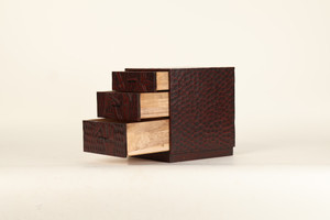 Japanese Kamakura Carving Small Drawers Box Bamboo (23O-290-1)