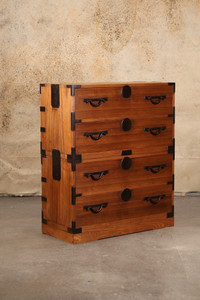 Antique Japanese  2 Section Isho Kimono Tansu 4 Drawers With Hirukan-Style Handles From 1880s (24A-B10) - 2