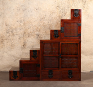 Japanese Double Sided Step Chest Kaidan Tansu 3 Section (24A-J2)