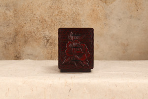 Japanese Kamakura Carving Small 3 Drawers Box Peony  (24A-33-8)