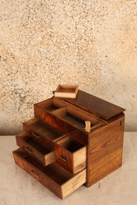 Antique Japanese Sewing Box / Haribako, Chestnut, Taisho (24A-226-7) - 2