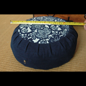 Zafu, handmade meditation cushion, with buckwheat hull. Pattern #1