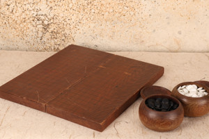 Vintage Japanese Folding Go Board With Stones, Go Ban Wood Igo Game (24A-53-3)