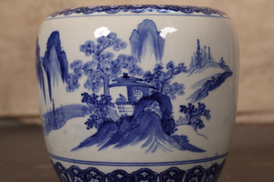 Vintage Japanese Hibachi Blue and White (24J-327-1)