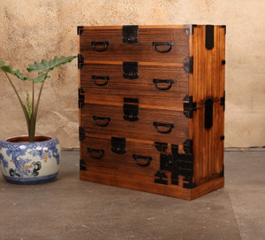 Antique Japanese Kasane Isho Kimono Tansu 2 Section Stacking Chest Kirinoki From Meiji (24J-B308) - 2 Antique Japanese Kasane Isho Kimono Tansu 2 Section Stacking Chest Kirinoki From Meiji (24J-B308) - 2
