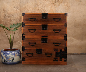 Antique Japanese Kasane Isho Kimono Tansu 2 Section Stacking Chest Kirinoki From Meiji (24J-B308) - 1 Antique Japanese Kasane Isho Kimono Tansu 2 Section Stacking Chest Kirinoki From Meiji (24J-B308) - 1