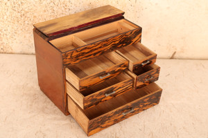 Vintage Japanese Sewing / Jewelry Box, Persimmon Wood, 1920, Taisho Era (24J-494-3) - 2