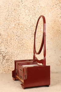 VIntage Japanese Red Lacquer Kyodai Mirror (24N-221) detachable mirror