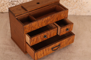 Antique Japanese Sewing (Haribako) / Stationery Box, Tamo, Taisho Era (24n-233-2) - 2