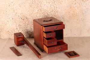 Vintage Japanese Lacquered Sewing Haribako Box, Wood, 1980s, Showa Era (24N-171-6) - 2