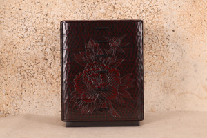 Japanese Kamakura Carving Small 7 Drawers Box , Peony(24N-140-4)