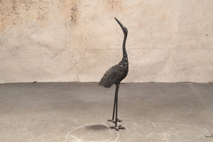 Vintage Japanese Bronze Crane Okimono(1980s) (24N-93-1)