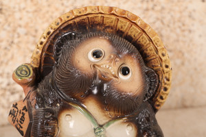 Vintage Japanese Handmade Ceramic Raccoon Dog Tanuki Figurine — 1980, Showa Era (SKU: 25M-572-2) - 2