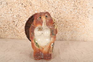 Vintage Japanese Ceramic Female Raccoon Dog (Tanuki), Symbol Of Joy And Fortune — 1980, Showa Era (SKU: 25M-572-3) - 1