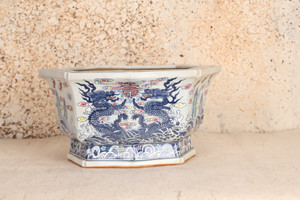 Vintage Chinese Bonsai Pot — Porcelain, 2000, Heisei Era (SKU: 25M-466) - 1