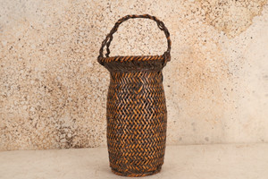 Antique Japanese Flower Basket — Bamboo, 1880, Meiji Era (SKU: 25M-521)