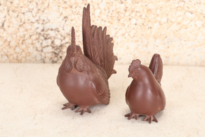 Vintage Japanese Chicken Okimono — Clay, 1950, Showa Era (SKU: 25M-330)- 1