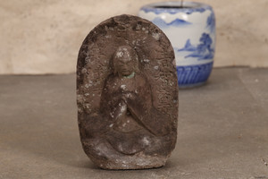 Antique Japanese Stone Buddha — Stone, 1750, Edo Period (SKU: 25M-473) - 1