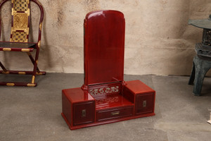 Antique Japanese Tri-fold Mirror Chest — Wood, 1920, Taisho Era (SKU: 25M-432)