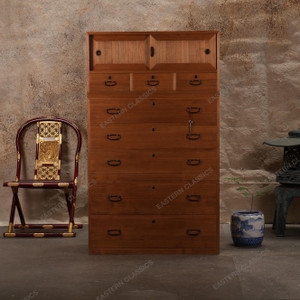 Antique Japanese Isho Kimono Tansu Chest — Kirinoki, 1920, Taisho Era (SKU: 25M-A331) - 1 Antique Japanese Isho Kimono Tansu Chest — Kirinoki, 1920, Taisho Era (SKU: 25M-A331) - 1