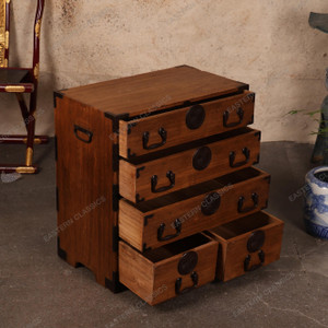 Antique Japanese Small Tansu Chest — Kiri Wood & Iron Hardware, 1880s Meiji Era (SKU: 25M-G306) - 2 Antique Japanese Small Tansu Chest — Kiri Wood & Iron Hardware, 1880s Meiji Era (SKU: 25M-G306) - 2