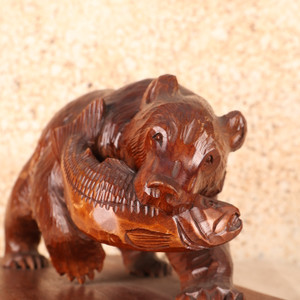 Japanese Wooden Hokkaido Ainu Bear Carving (25M-169-30)