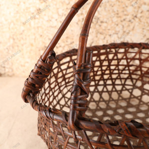 Antique Japanese Ikebana Bamboo Basket With Handle — Bamboo, 1910, Meiji Era (SKU: 25S-425)